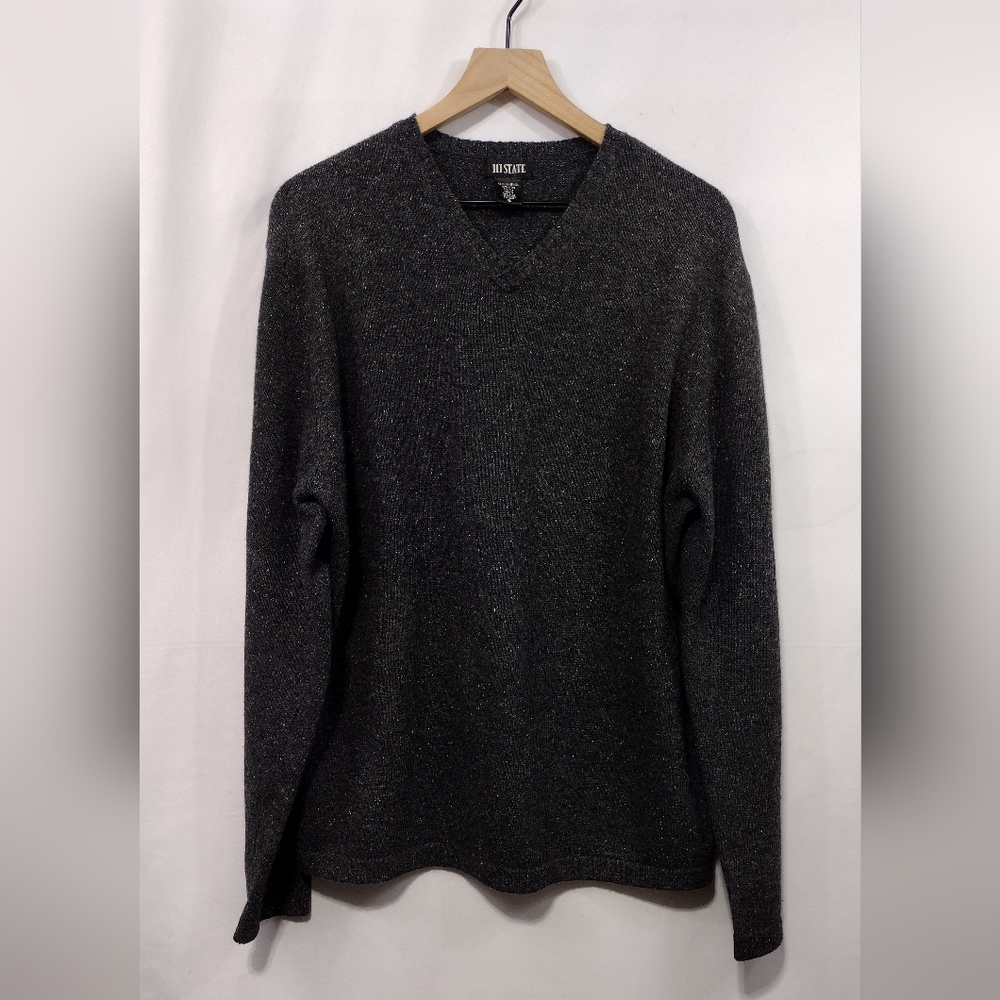 Vintage III State Lambswool Silk Blend Sweater Mens XL Black Retro 90s